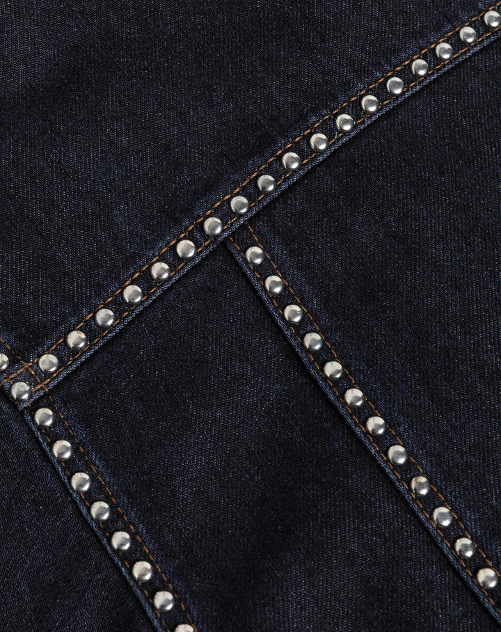 LIA STUD DENIM JACKET RIGID BLUE
