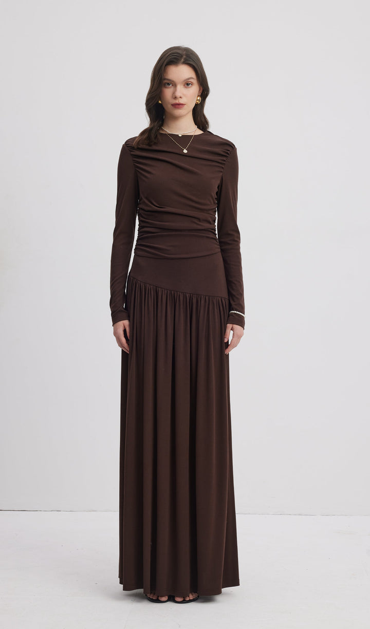 Ruffle Knitted Maxi Dress - Celestia Couture
