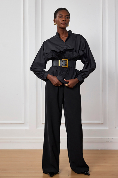 Mazie Buckle Ruffle Ruch Shirt