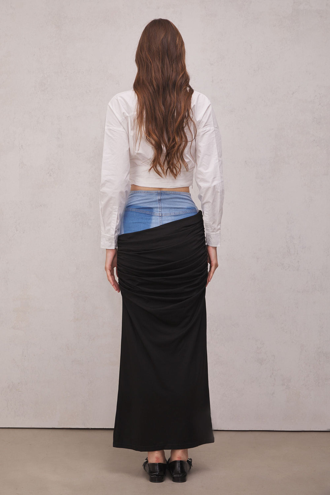 Melody Draped Denim Skirt - Celestia Couture
