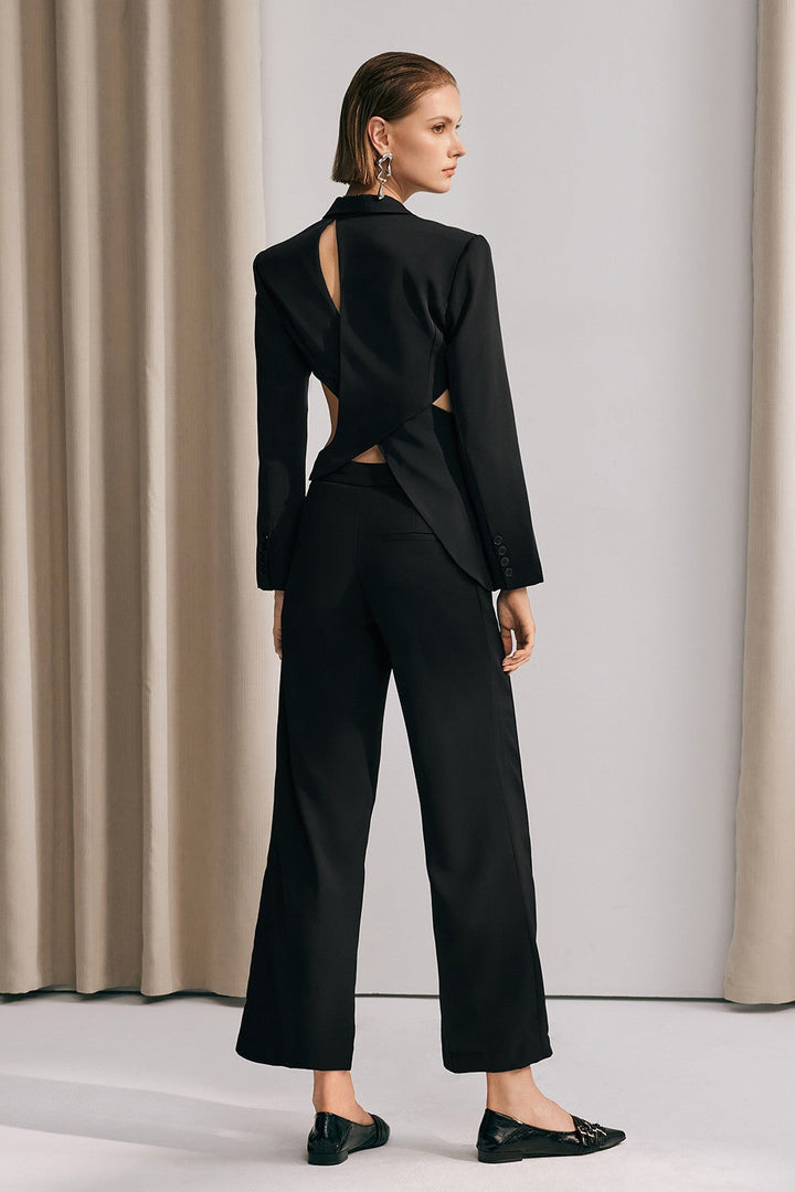 Morgan Asymmetric Cutout Blazer In Black - Celestia Couture