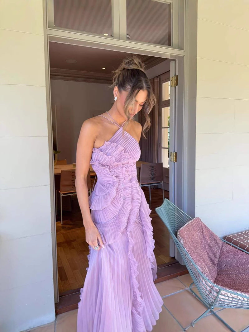 Julia Charming Ruffle Cascade Maxi Dress - Celestia Couture