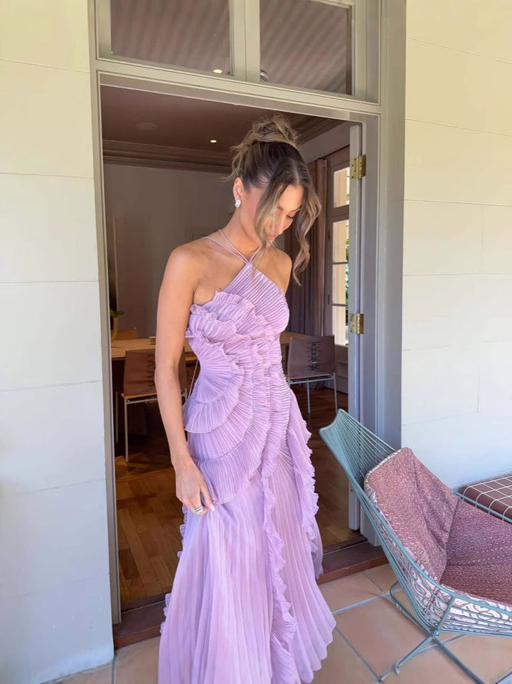 Julia Charming Ruffle Cascade Maxi Dress - Celestia Couture