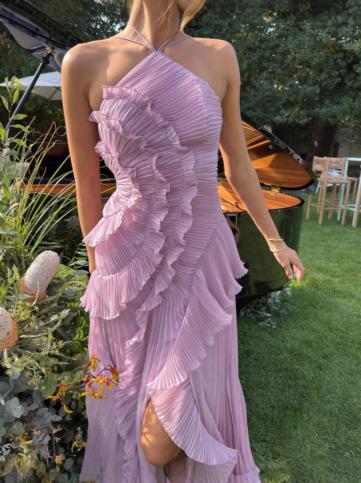 Julia Charming Ruffle Cascade Maxi Dress - Celestia Couture