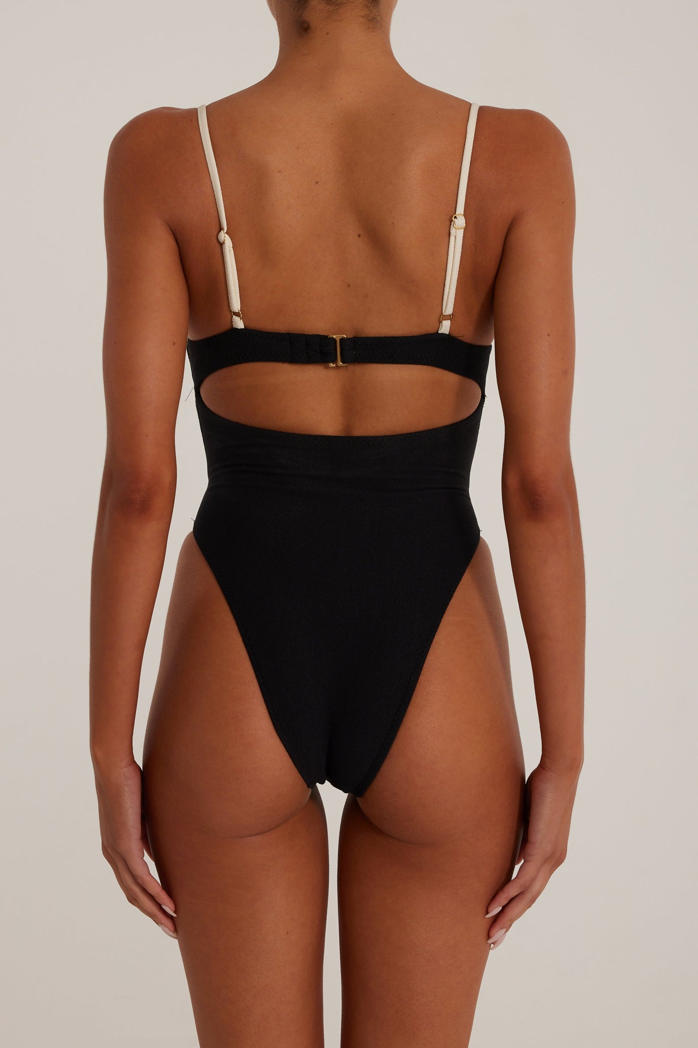 Double Layer Corset One Piece (Faux Suede Black/Cream) - Celestial Couture