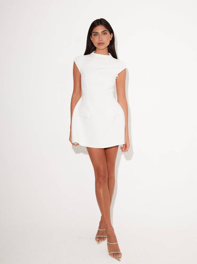 Celestia Cap Sleeve Mini Dress | White - Celestial Couture