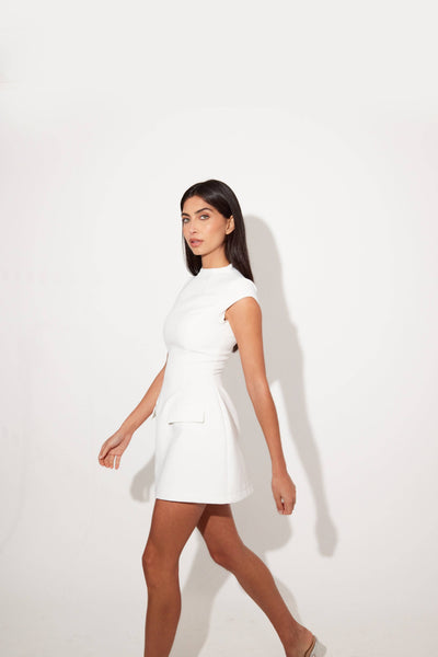 Celestia Cap Sleeve Mini Dress | White - Celestial Couture