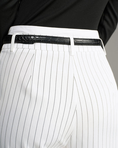 White Striped Straight Casual Pants