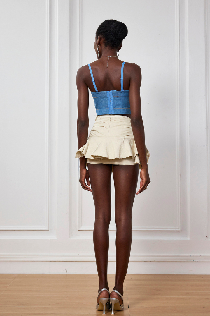 Paloma Asymmetric Fringe Ruffle Mini Skirt - Celestia Couture