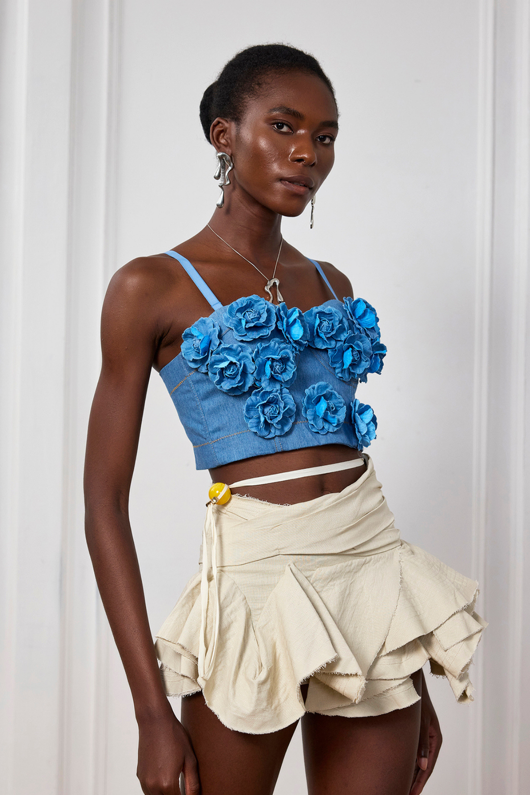 Paloma Asymmetric Fringe Ruffle Mini Skirt - Celestia Couture