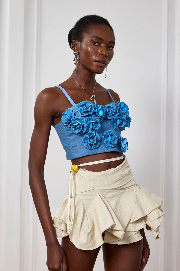 Paloma Asymmetric Fringe Ruffle Mini Skirt - Celestia Couture