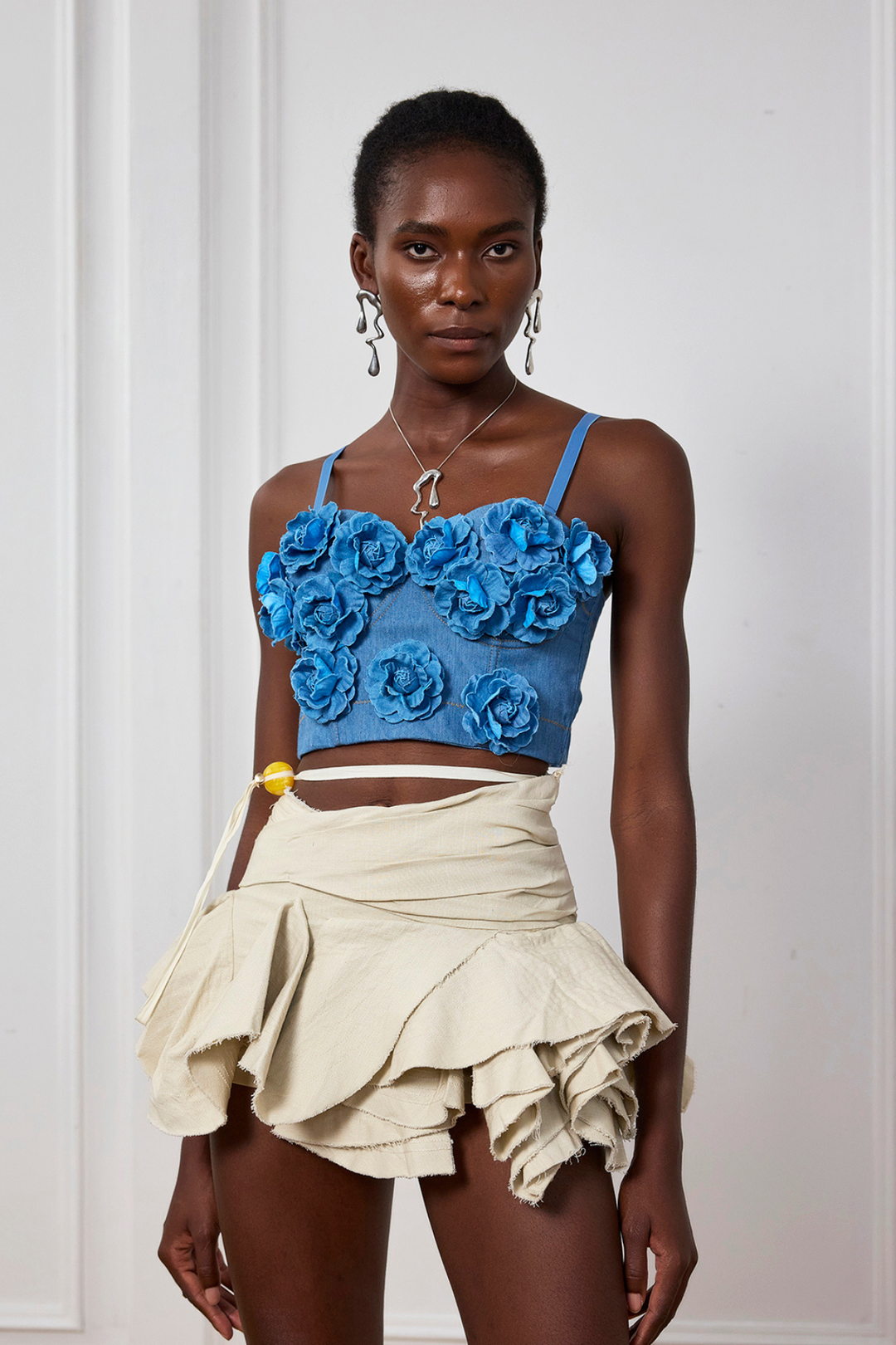 Paloma Asymmetric Fringe Ruffle Mini Skirt - Celestia Couture