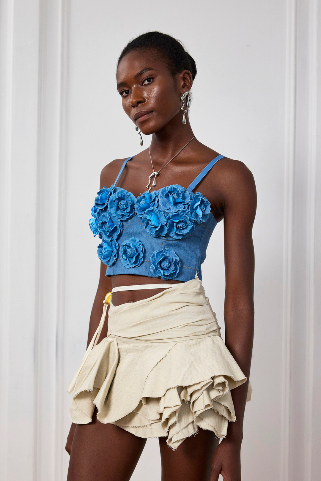 Paloma Asymmetric Fringe Ruffle Mini Skirt - Celestia Couture