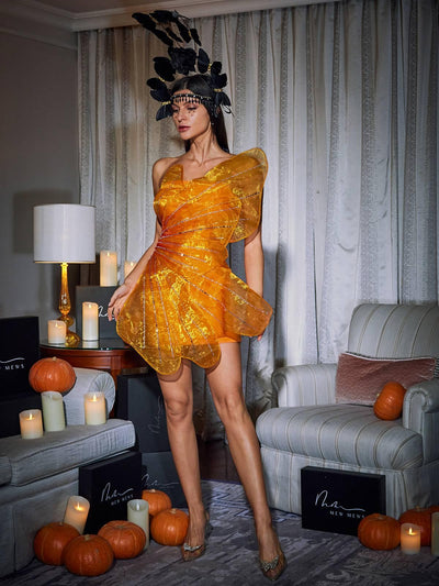 Sparkling Rhinestone Butterfly Mini Dress by Posie - Celestial Couture