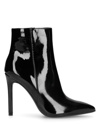 QUINN - stivaletto con tacco a punta effetto glassy nero