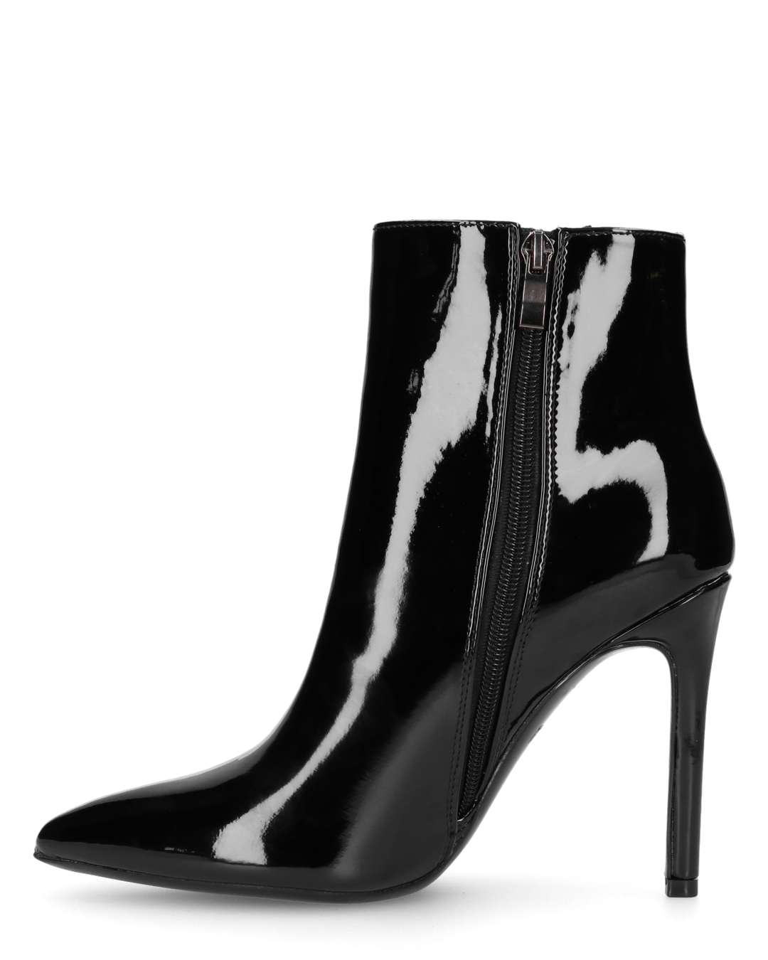 QUINN - stivaletto con tacco a punta effetto glassy nero