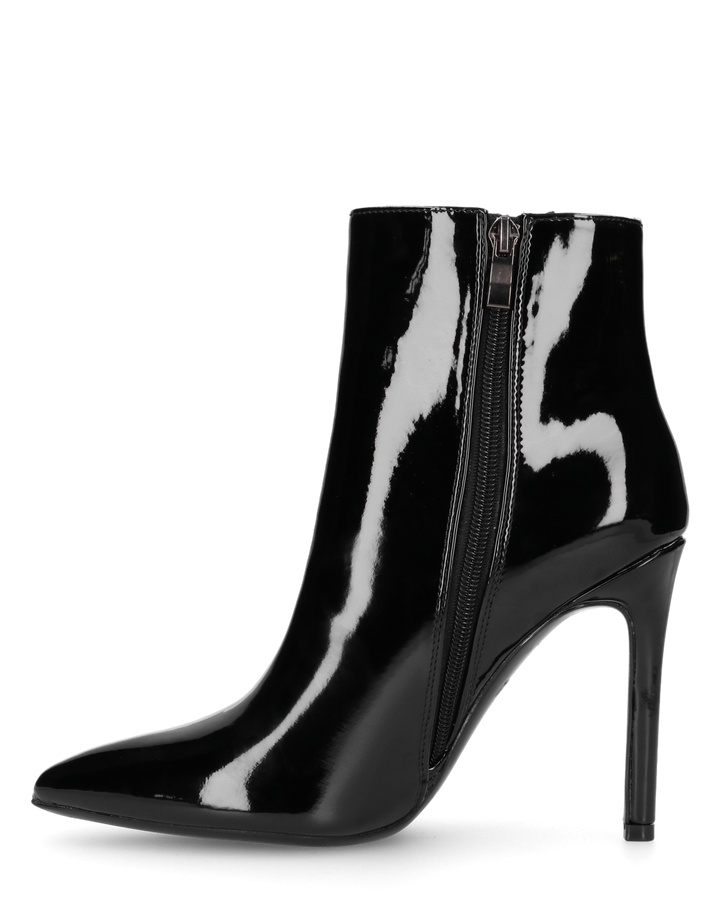 QUINN - stivaletto con tacco a punta effetto glassy nero