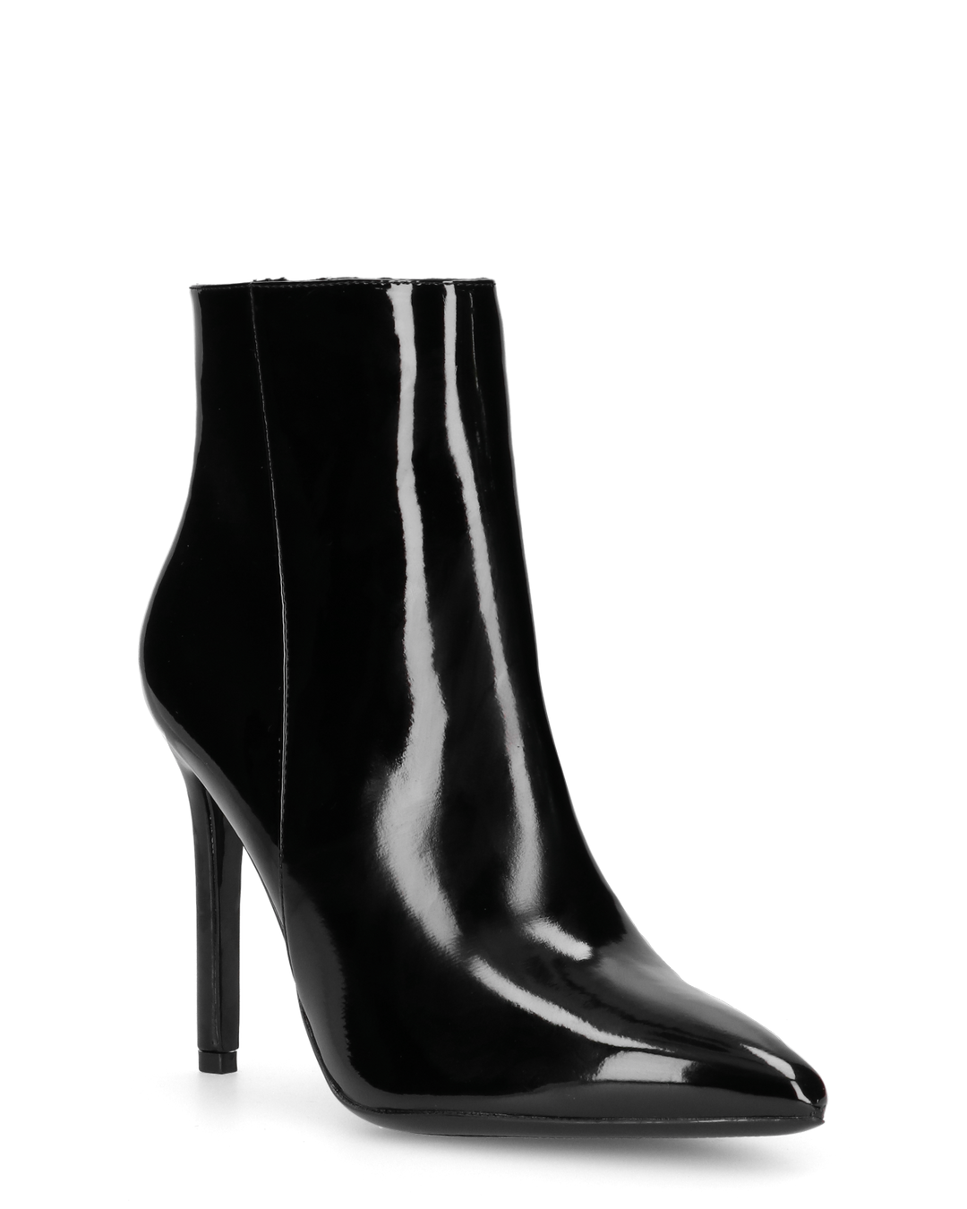 QUINN - stivaletto con tacco a punta effetto glassy nero