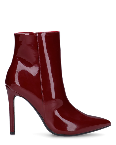 QUINN - stivaletto con tacco a punta effetto glassy burgundy