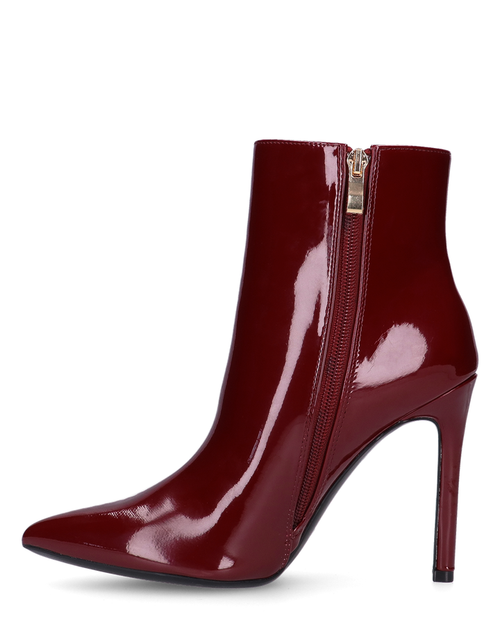 QUINN - stivaletto con tacco a punta effetto glassy burgundy