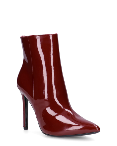 QUINN - stivaletto con tacco a punta effetto glassy burgundy