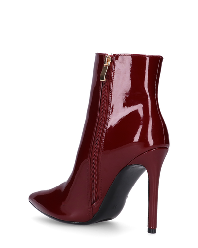 QUINN - stivaletto con tacco a punta effetto glassy burgundy