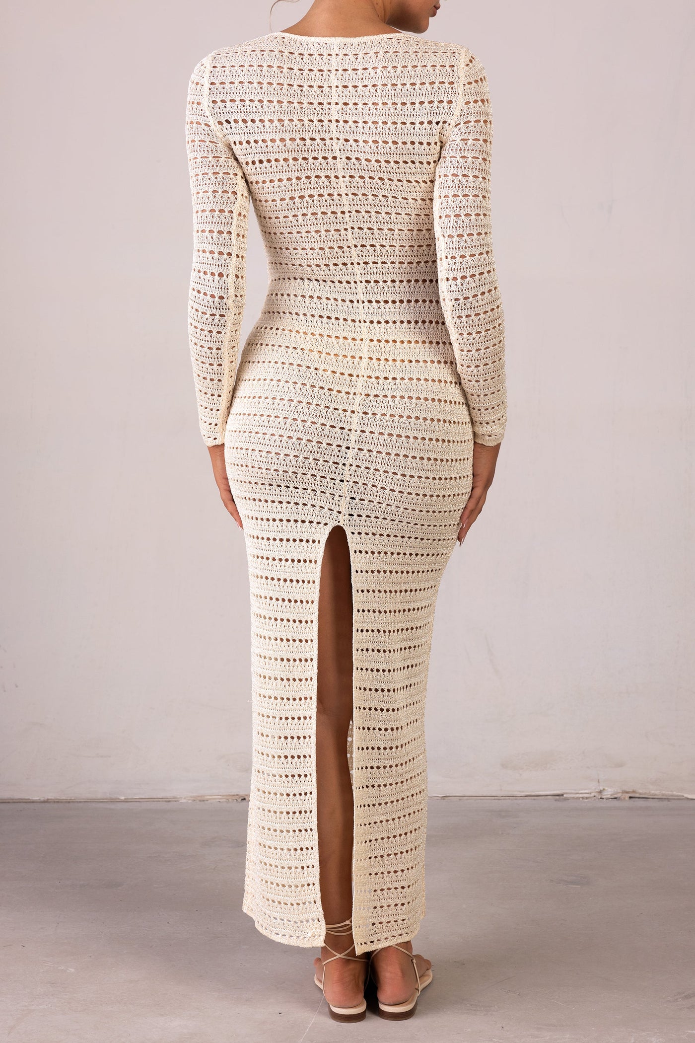 Rosette Crochet Dress (Cream) - Celestial Couture