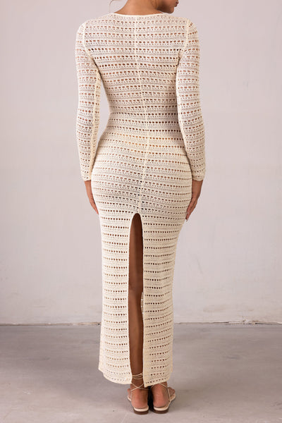 Rosette Crochet Dress (Cream) - Celestial Couture