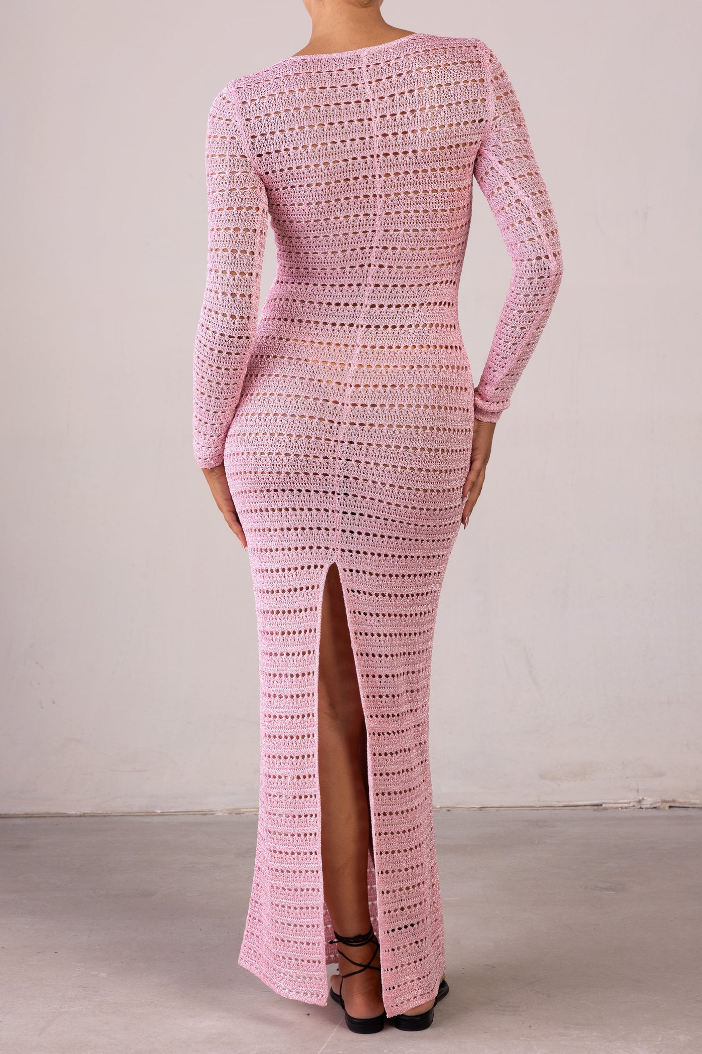 Rosette Crochet Dress (Pink) - Celestial Couture