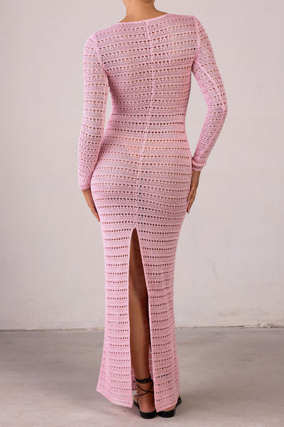 Rosette Crochet Dress (Pink) - Celestial Couture