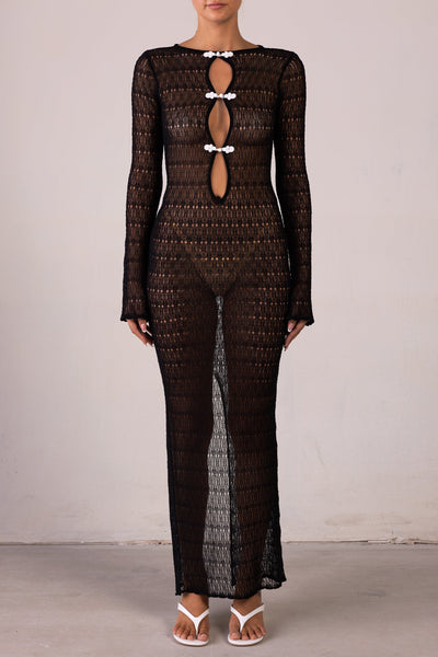 Keyhole Crochet Dress (Black/Cream) - Celestial Couture