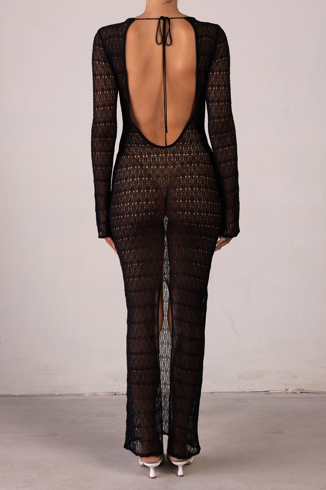 Keyhole Crochet Dress (Black/Cream) - Celestial Couture
