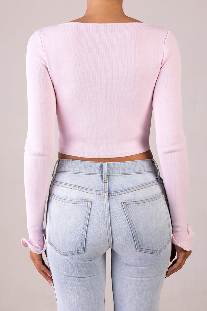 Ruffle Hem Top (Pale Pink) - Celestia Couture