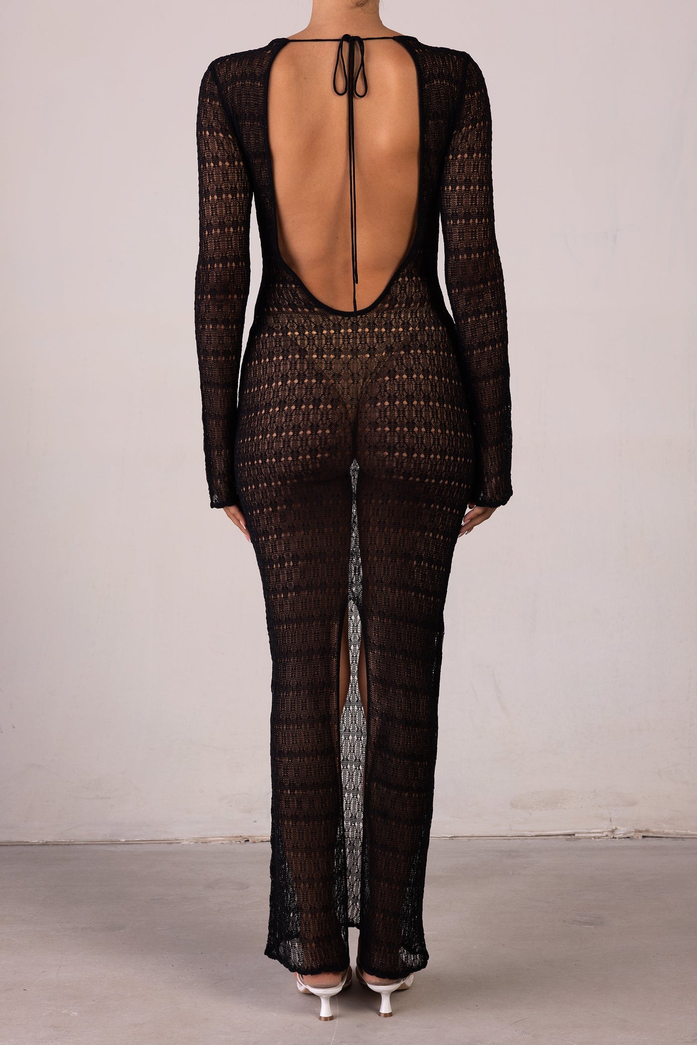 Keyhole Crochet Dress (Black/Cream) - Celestial Couture