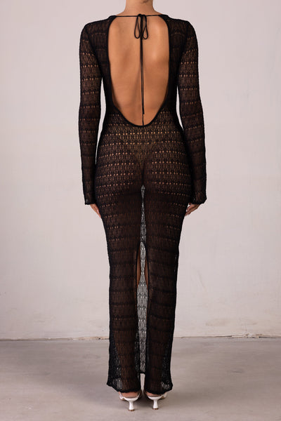 Keyhole Crochet Dress (Black/Cream) - Celestial Couture