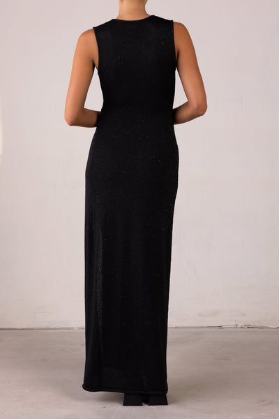Cut Out Twist Dress (Black Sequin) - Celestial Couture