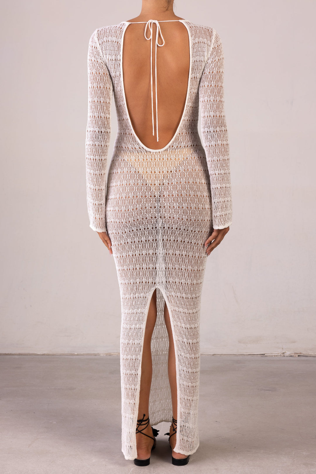 Keyhole Crochet Dress (Cream/Black) - Celestial Couture