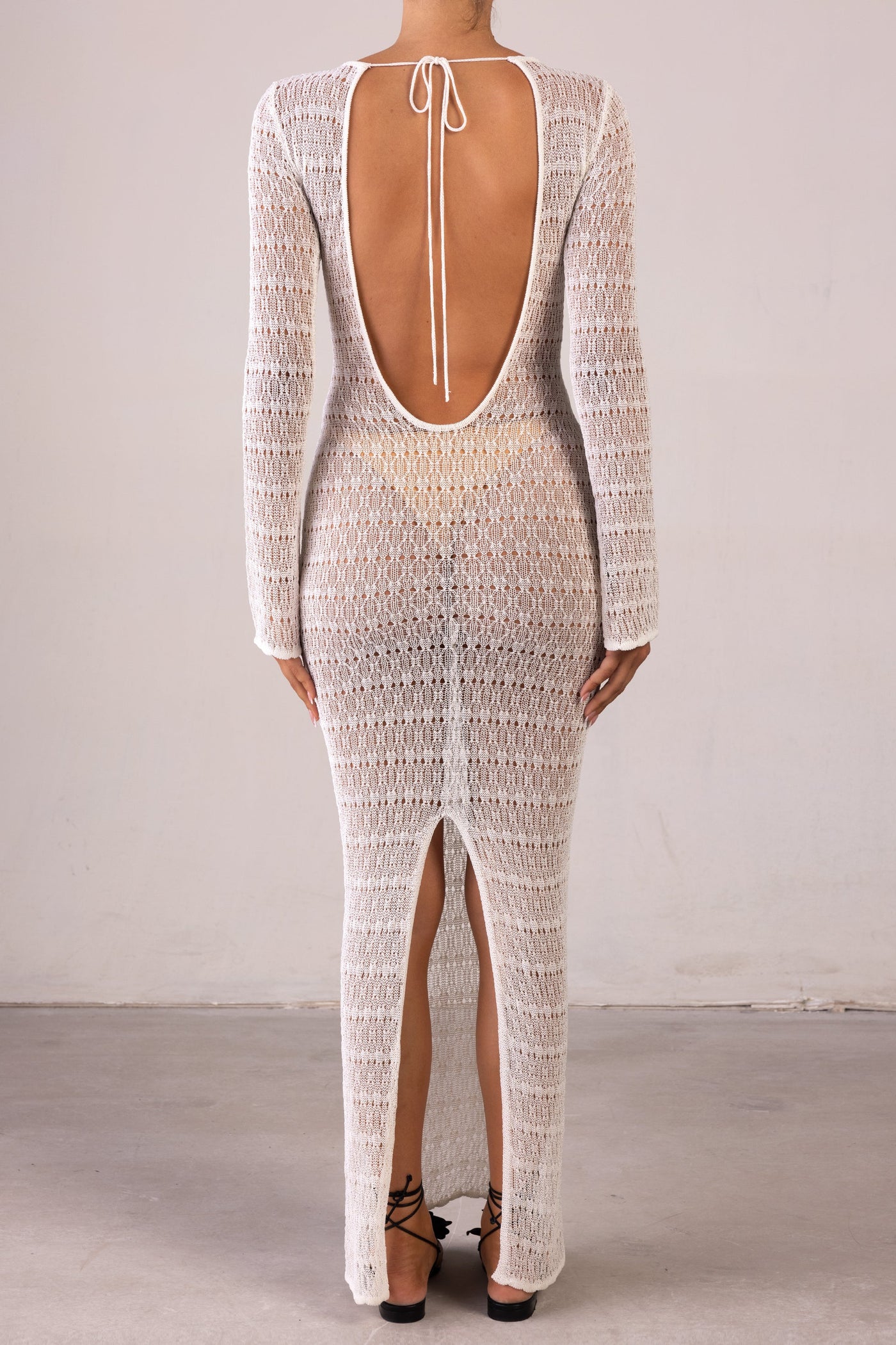 Keyhole Crochet Dress (Cream/Black) - Celestial Couture
