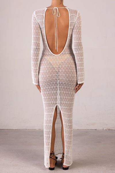 Keyhole Crochet Dress (Cream/Black) - Celestial Couture