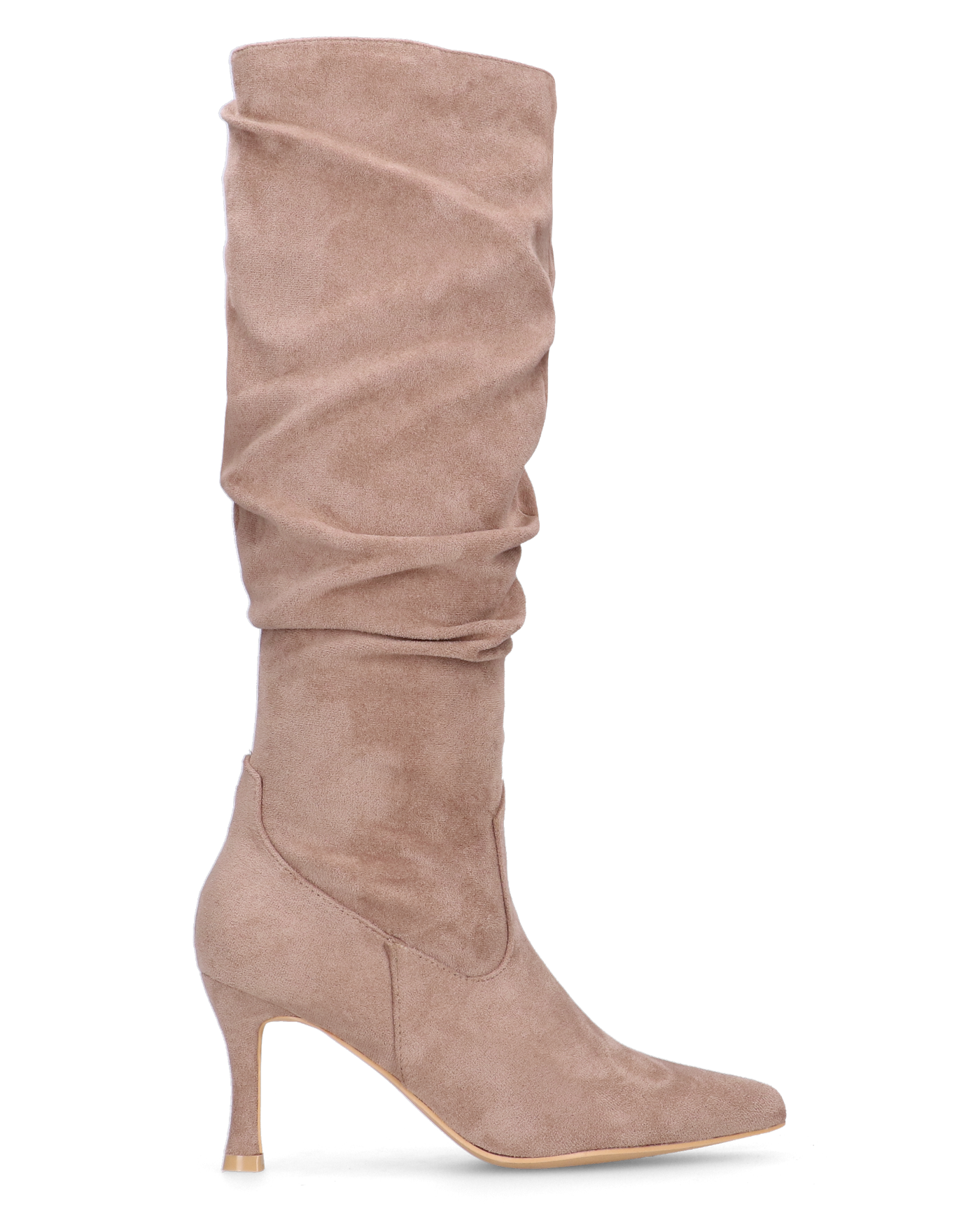 RONIE - stivale alto in camoscio beige effetto arricciato