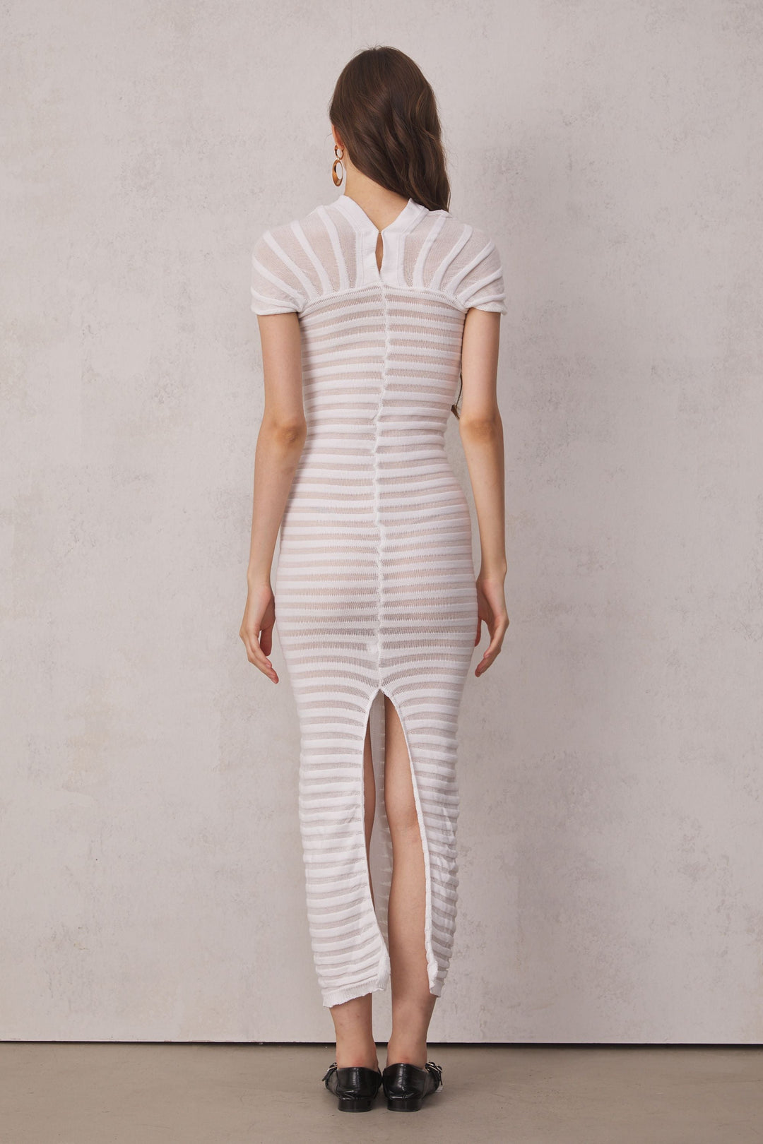 Rosemary Ruched Cross Knit Maxi Dress - Celestia Couture