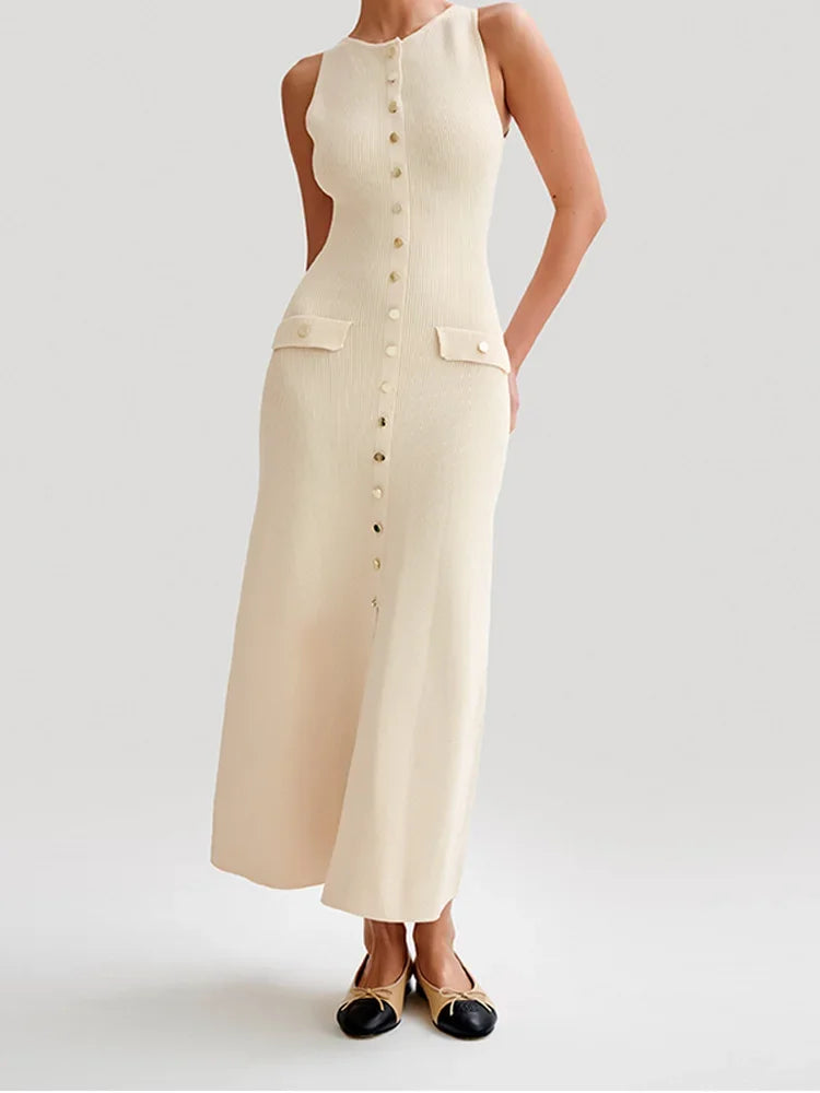 Refined Grace Knitted Long Dress - Celestial Couture