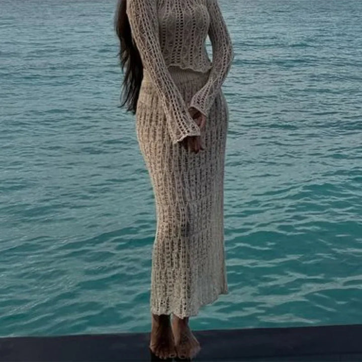 Enchanting Elegance Crochet Skirt Suit - Celestial Couture