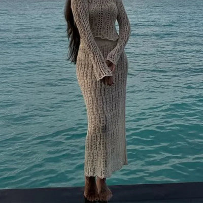 Enchanting Elegance Crochet Skirt Suit - Celestial Couture