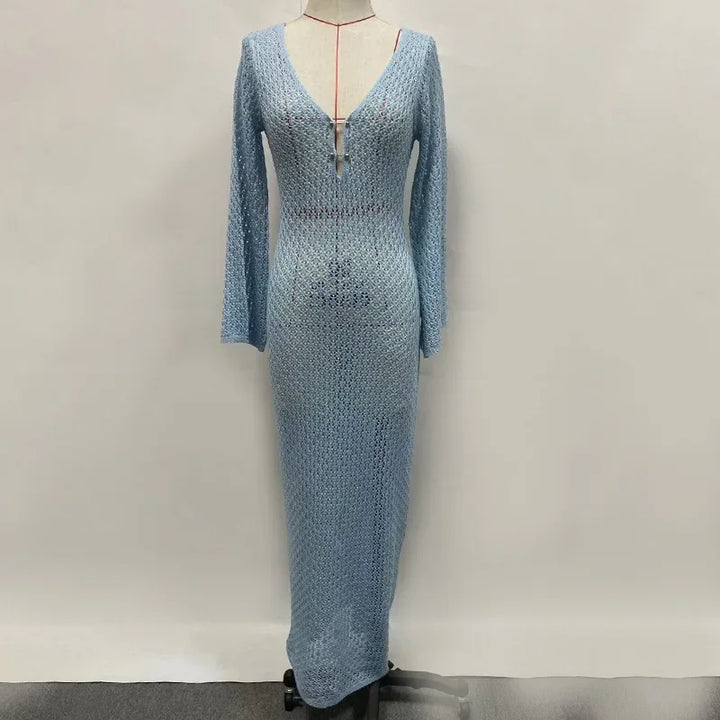 Midnight Breeze Knit Cover-Up Dress - Celestial Couture