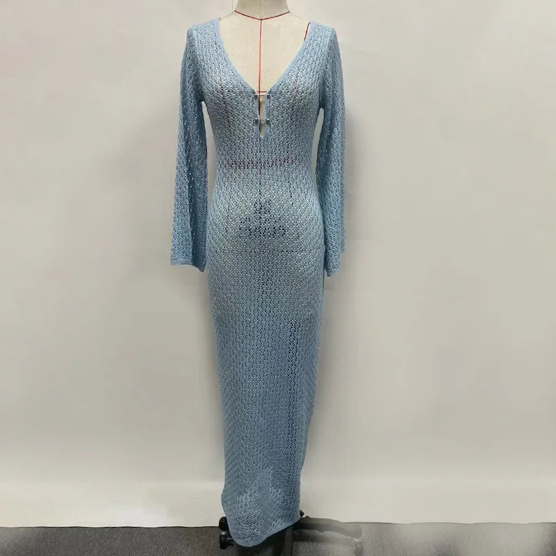 Midnight Breeze Knit Cover-Up Dress - Celestial Couture