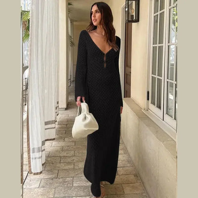 Midnight Breeze Knit Cover-Up Dress - Celestial Couture