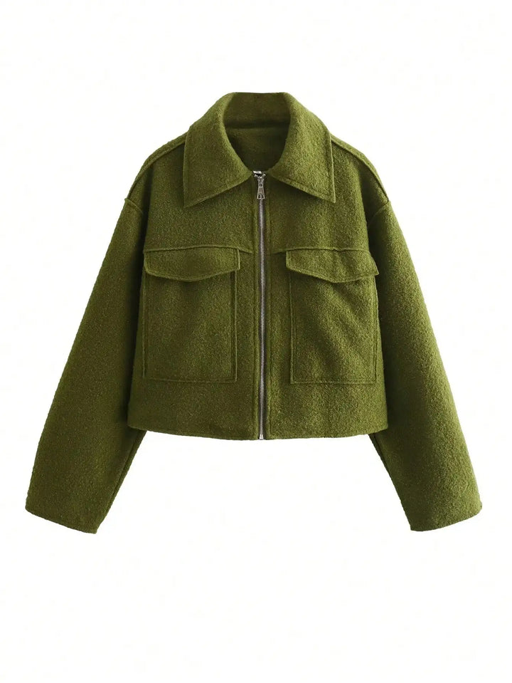 Mila Women Elegant Long Sleeve Wool Jacket