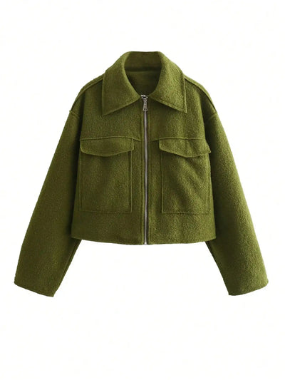 Mila Women Elegant Long Sleeve Wool Jacket