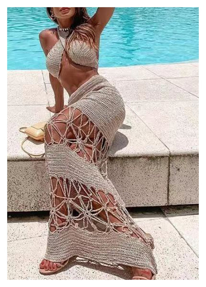 Crochet Crossed Top &amp; skirt set